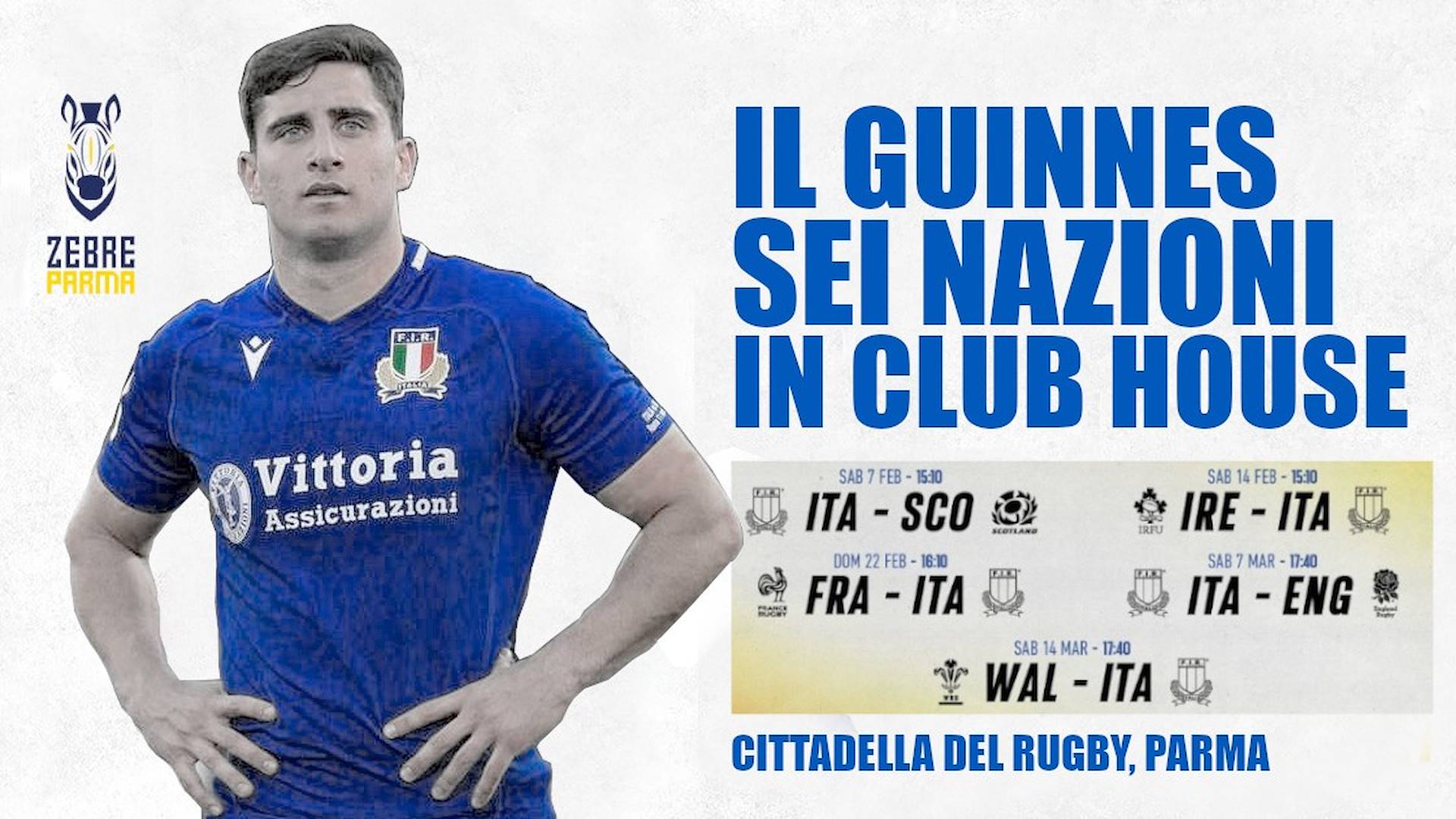 Il Sei Nazioni nella Club House delle Zebre Parma