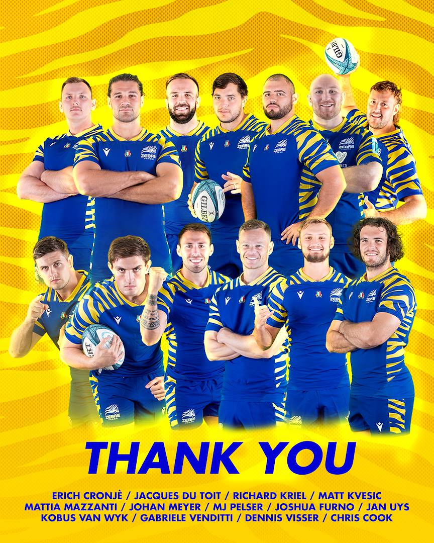 TREDICI ATLETI E UN COMPONENTE DELLO STAFF TECNICO DELLE ZEBRE SALUTANO IL CLUB