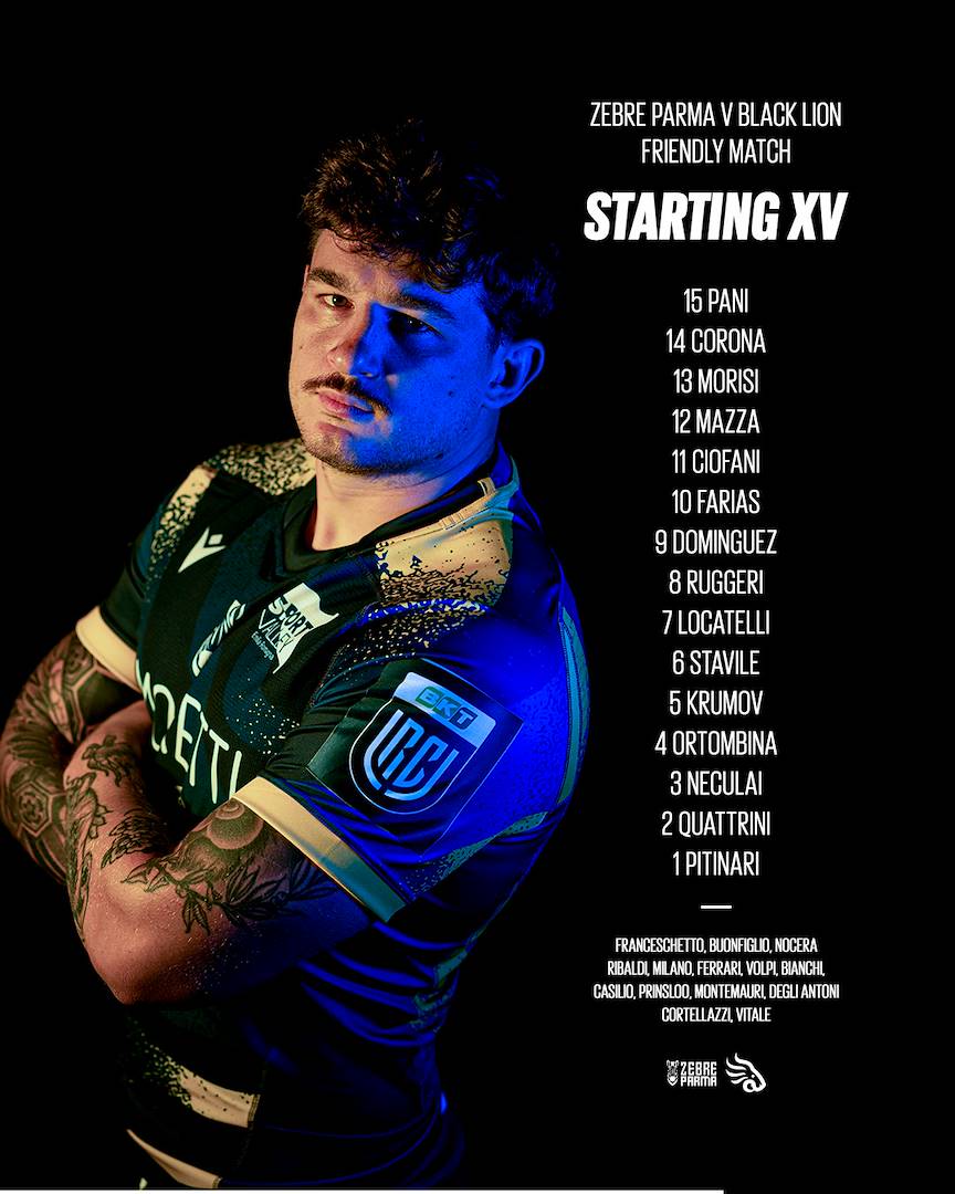 Zebre Parma Names Squad for Friendly, Coach Brunello Calls Preseason Test